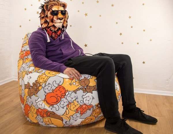 Кресло мешок велюр  «Xpoint » Оранжевые Котики