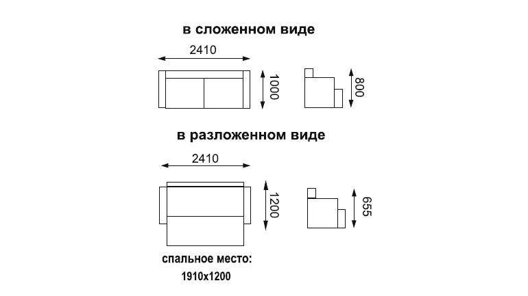 Диван-кровать «Прада» Велюр конго грей размеры