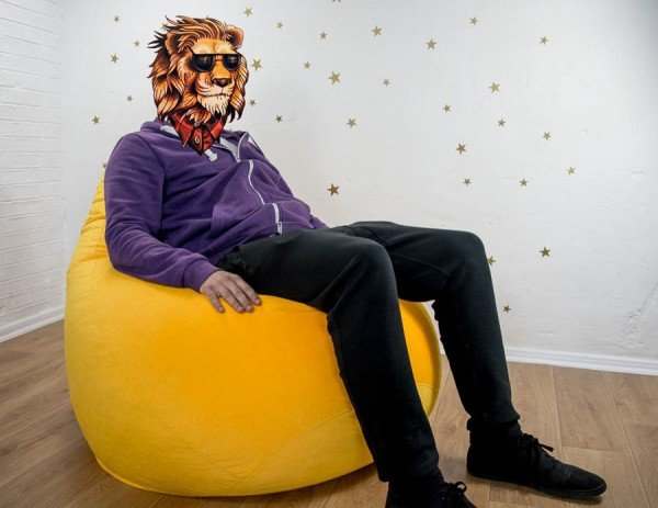 Кресло мешок эко кожа  «Латте» желтый